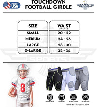 Touchdown 5-Pad Boys Football Girdle with Cup Pocket White (Youth)
