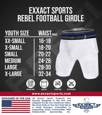 Rebel 5-Pad Boys Football Girdle with Cup Pocket White (Youth)