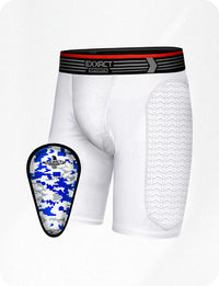 Men's Padded Compression Sliding Shorts with Soft Athletic Cup (White)