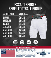 Rebel 5-Pad Men's Football Girdle with Cup Pocket White (Adult)