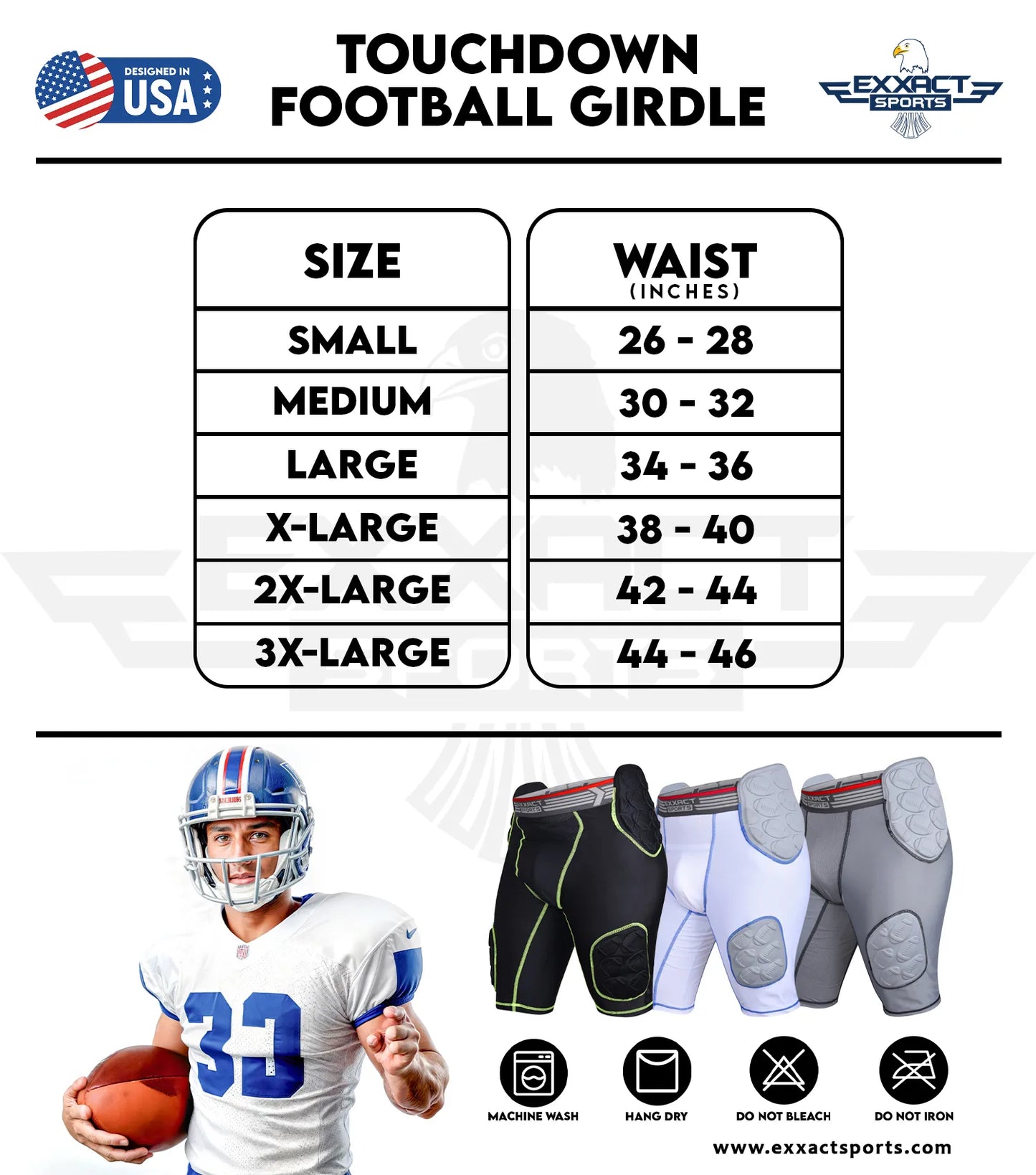 Touchdown 5-Pad Men's Football Girdle with Cup Pocket black (Adult)