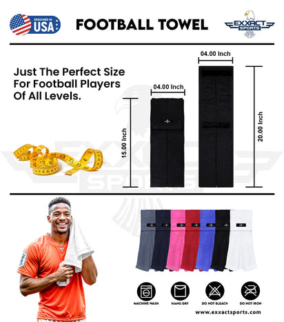 Football Towel with Hook & Loop Fastener, to Clean Hands, Visor and Gloves (Blue)