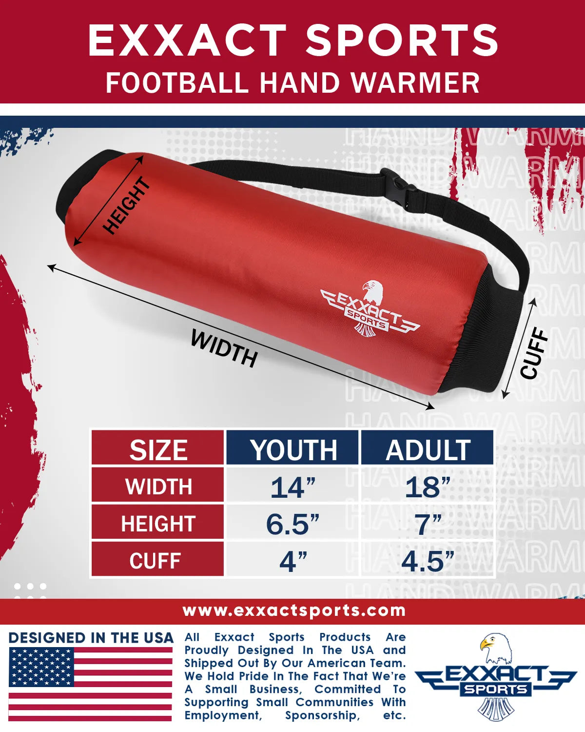 Hand Warmer Mens & Boys Football Pouch (Red)