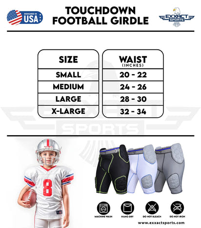 Touchdown 5-Pad Boys Football Girdle with Cup Pocket Gray (Youth)
