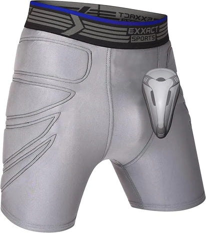 Boy's Padded Sliding Shorts with Hard Protective Cup (Gray)