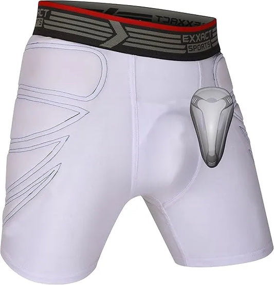 Men's Padded Sliding Shorts with Hard Protective Cup (White)