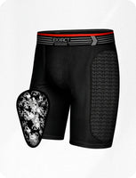 Men's Padded Compression Sliding Shorts with Soft Athletic Cup (Black)