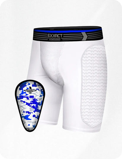 Boys Padded Compression Sliding Shorts with Soft Athletic Cup (White)