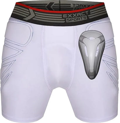 Men's Padded Sliding Shorts with Hard Protective Cup (White)