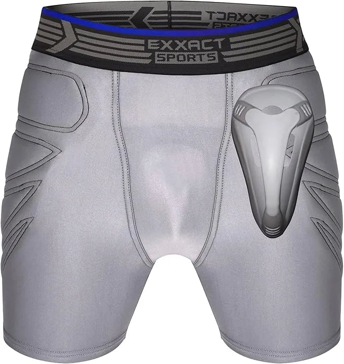 Boy's Padded Sliding Shorts with Hard Protective Cup (Gray)