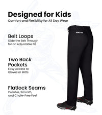 Homerun Youth Full Length Baseball Pants Without Piping (Black)