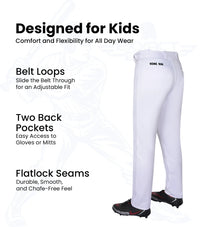 Homerun Youth Full Length Baseball Pants Without Piping (White)