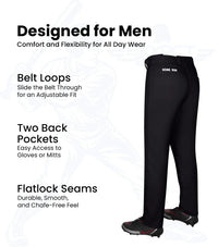 Homerun Men's Full Length Baseball Pants Without Piping (Black)