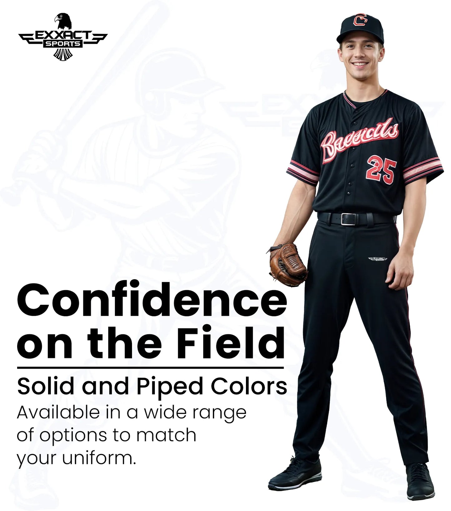 Homerun Men's Full Length Baseball Pants Without Piping (Black)