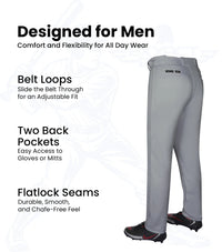 Homerun Men's Full Length Baseball Pants Without Piping (Gray)