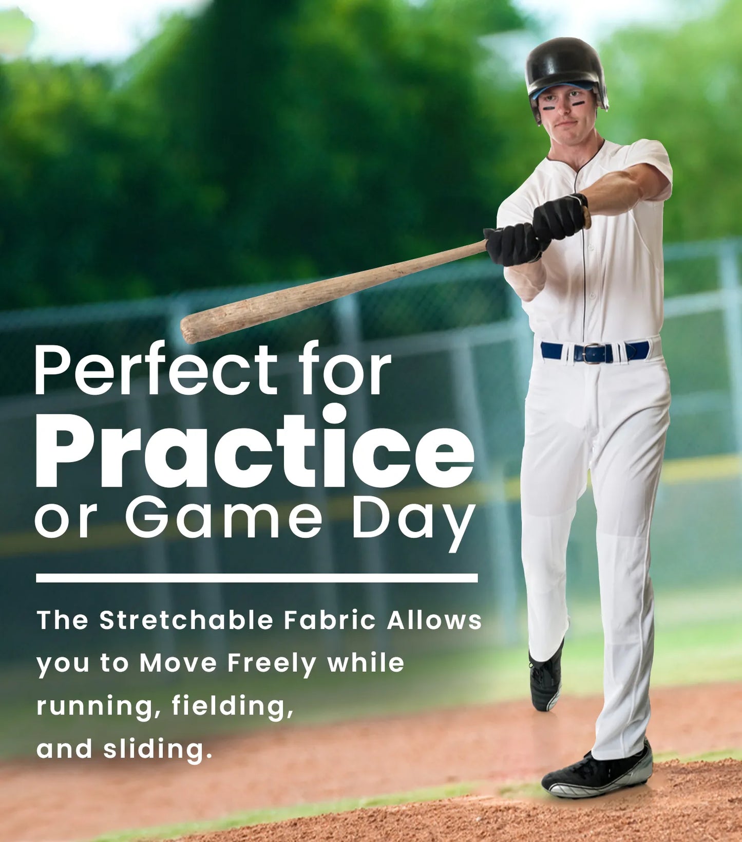 Homerun Men's Full Length Baseball Pants Without Piping (White)