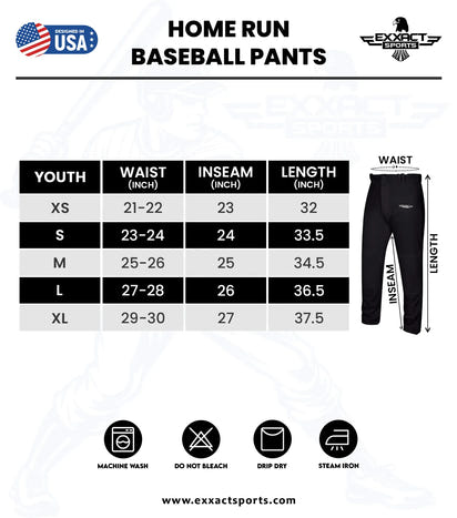 Homerun Boys Full Length Baseball Pants With Piping (White)