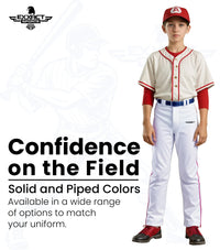 Homerun Boys Full Length Baseball Pants With Piping (White)