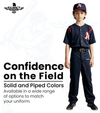 Homerun Boys Full Length Baseball Pants With Piping (Black)