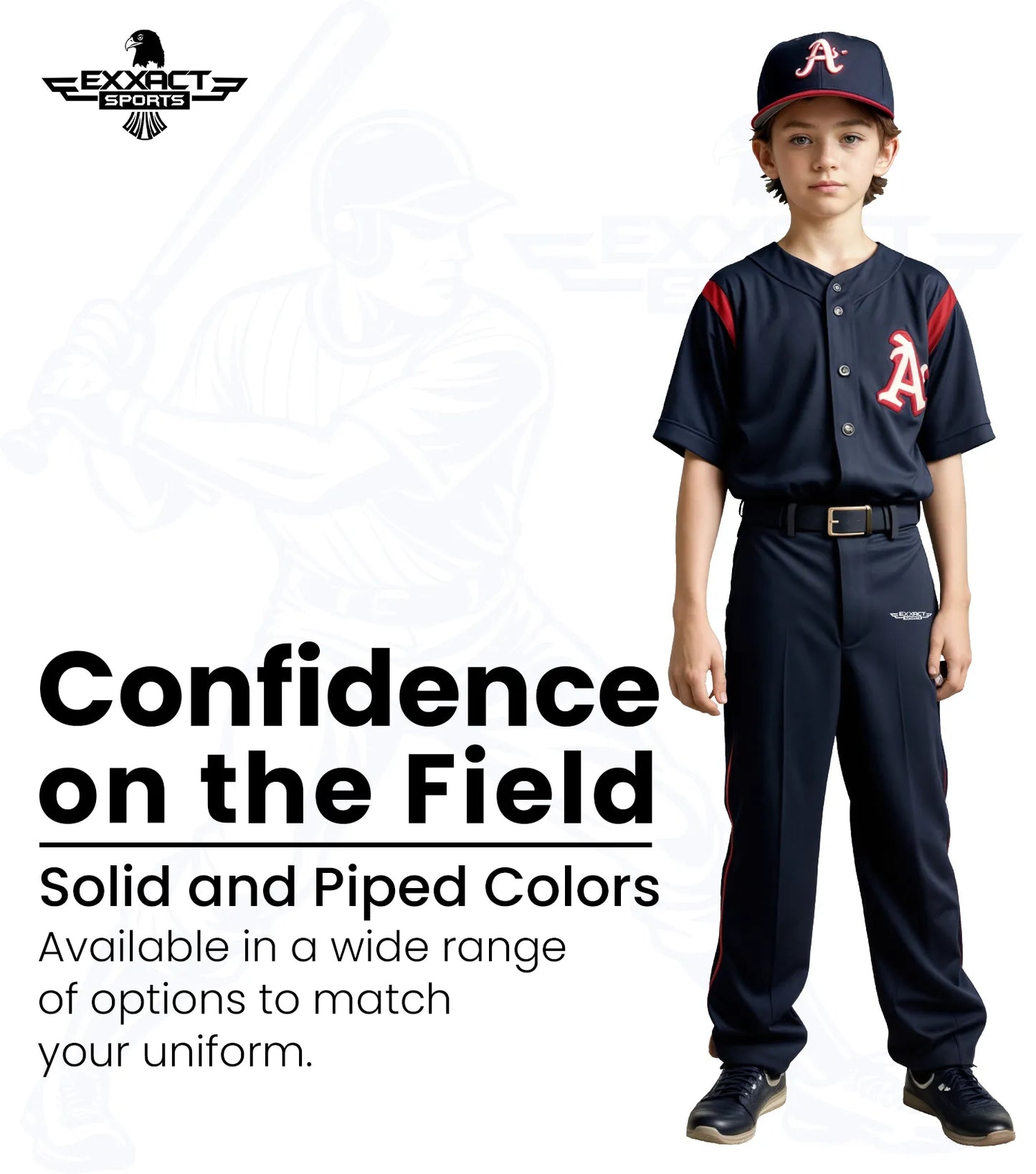 Homerun Boys Full Length Baseball Pants With Piping (Black)
