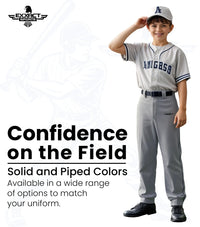 Homerun Boys Full Length Baseball Pants With Piping (Gray)