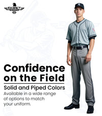 Homerun Men's Full Length Baseball Pants With Piping (Gray)