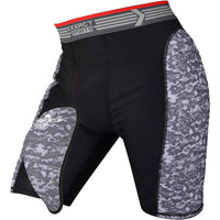 Men's Padded Compression Sliding Shorts with Soft Athletic Cup (Black/Gray)