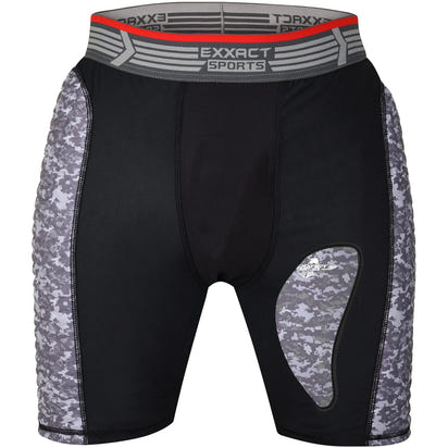 Men's Padded Compression Sliding Shorts with Soft Athletic Cup (Black/Gray)