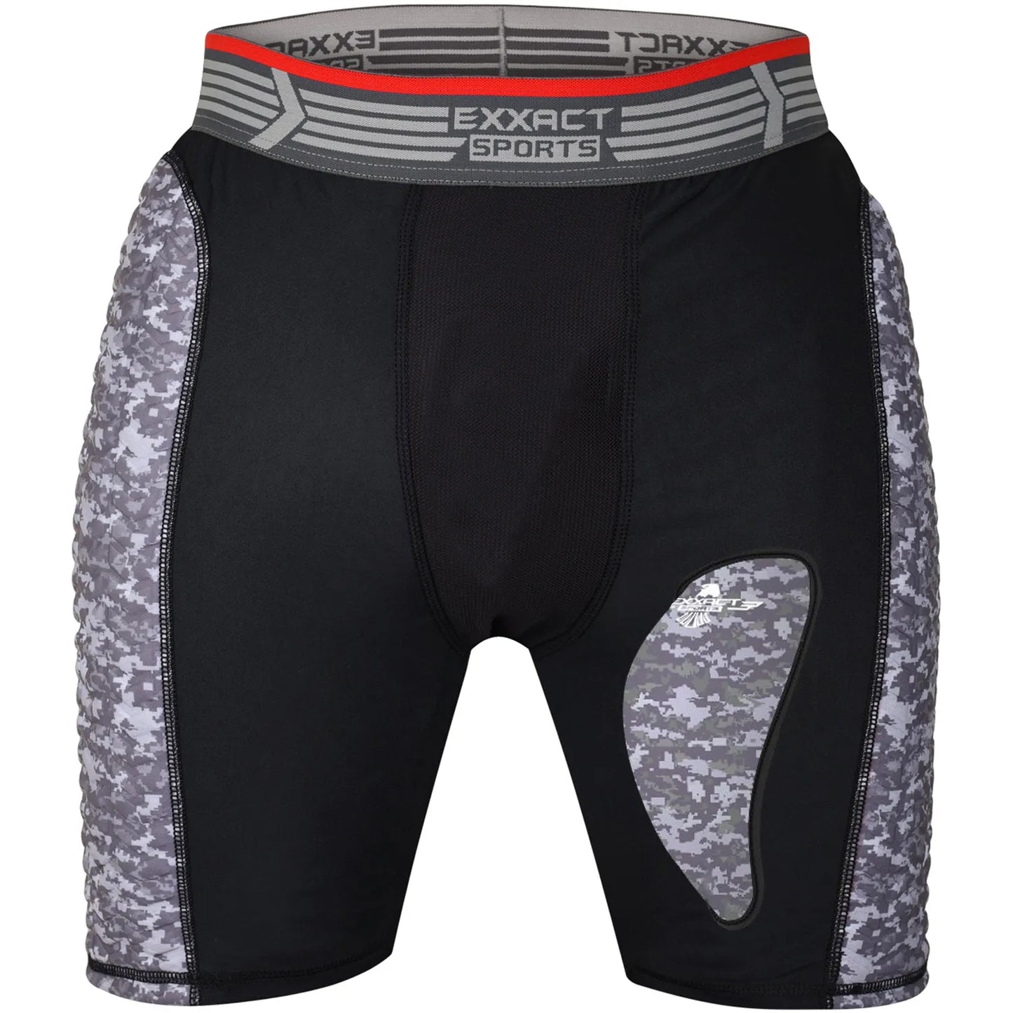 Men's Padded Compression Sliding Shorts with Soft Athletic Cup (Black/Gray)