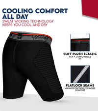 Men's Padded Compression Sliding Shorts with Soft Athletic Cup (Black)