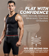 Men's Padded Compression Sliding Shorts with Soft Athletic Cup (Black)