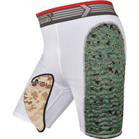 Men's Padded Compression Sliding Shorts with Soft Athletic Cup (White/Green)