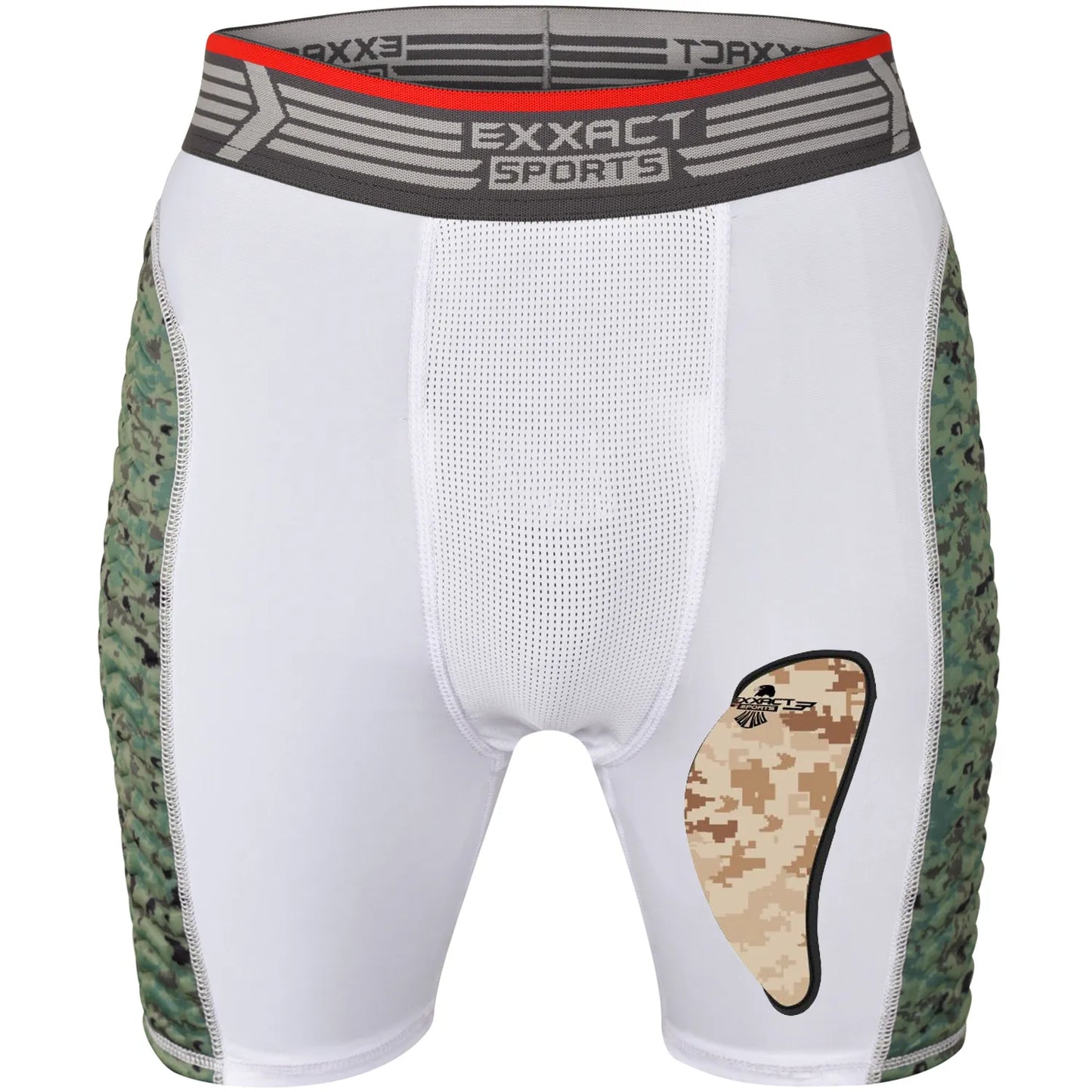 Men's Padded Compression Sliding Shorts with Soft Athletic Cup (White/Green)