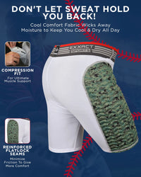 Men's Padded Compression Sliding Shorts with Soft Athletic Cup (White/Green)