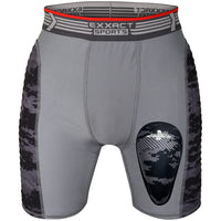 Men's Padded Compression Sliding Shorts with Soft Athletic Cup (Gray/Black)