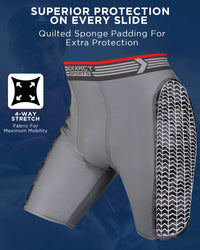 Men's Padded Compression Sliding Shorts with Soft Athletic Cup (Gray/Black)