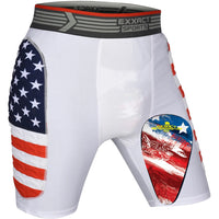 Men's Padded Compression Sliding Shorts with Soft Athletic Cup (Patriot)