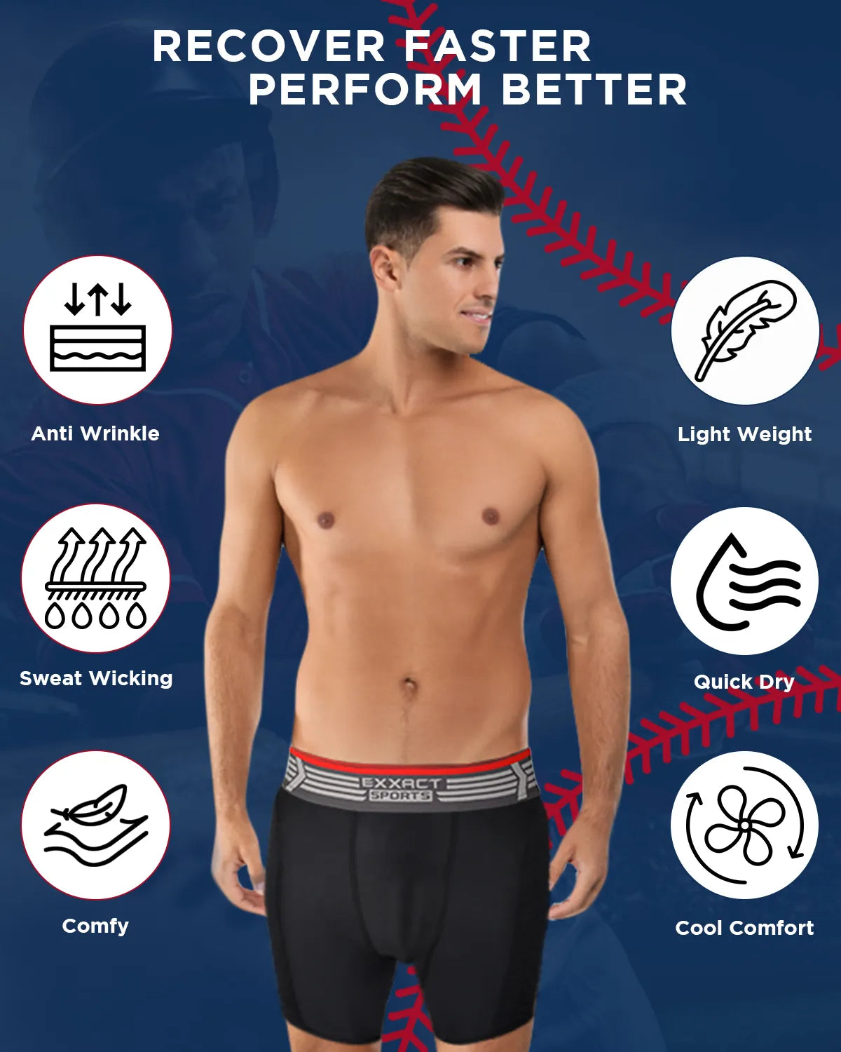 Men's Padded Compression Sliding Shorts with Soft Athletic Cup (Patriot)