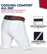 Men's Padded Compression Sliding Shorts with Soft Athletic Cup (White)