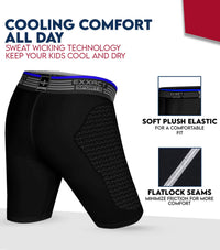 Boys Padded Compression Sliding Shorts with Soft Athletic Cup (Black)