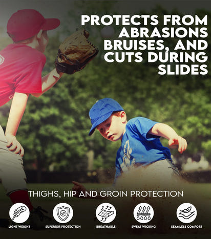 Boys Padded Compression Sliding Shorts with Soft Athletic Cup (White)