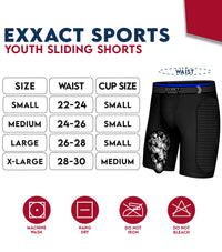 Boys Padded Compression Sliding Shorts with Soft Athletic Cup (White)