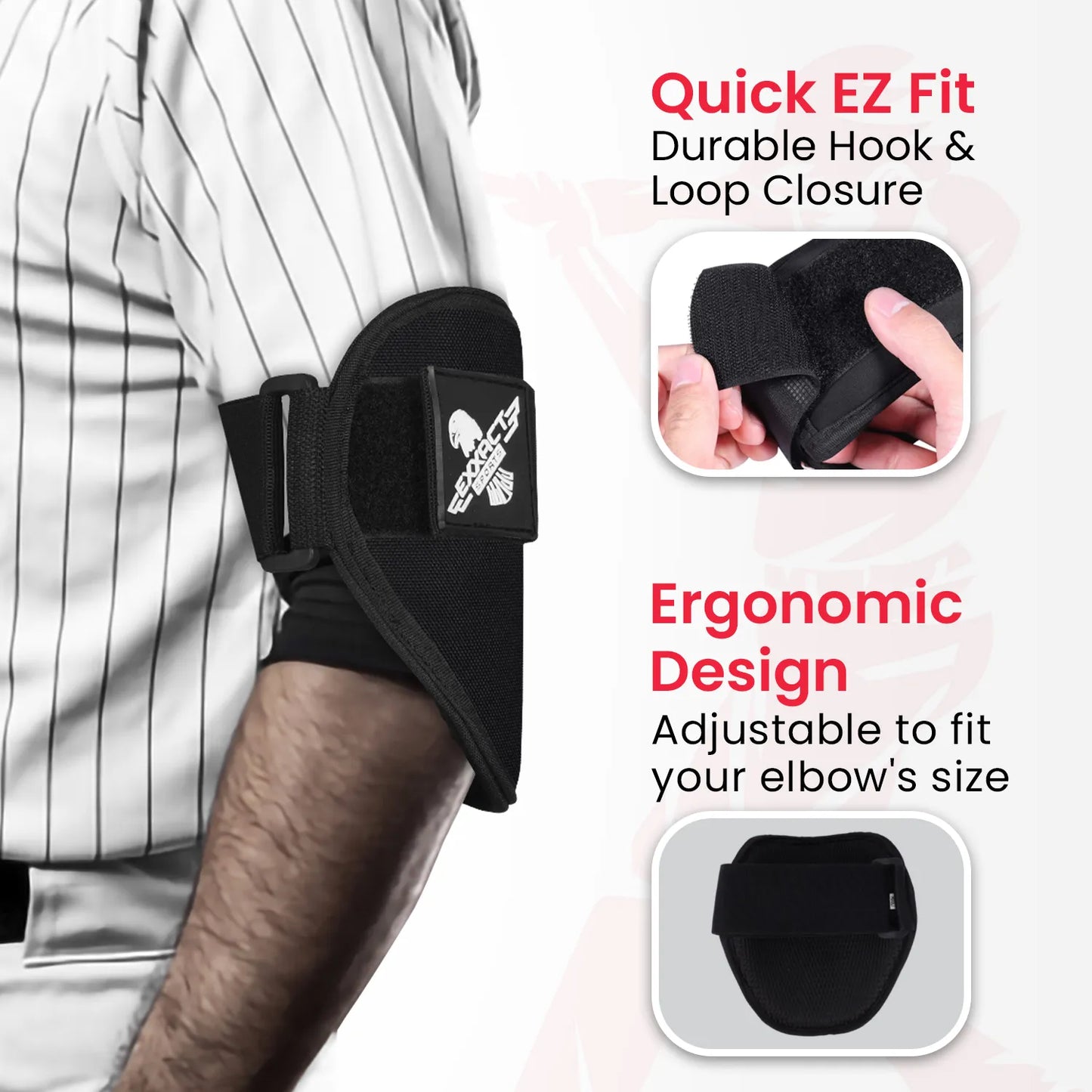 Baseball Elbow Guard with Adjustable Strap (Black)