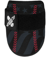 Baseball Elbow Guard with Adjustable Strap (Black Baseball Flag)