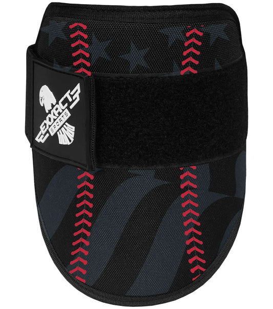 Baseball Elbow Guard with Adjustable Strap (Black Baseball Flag)