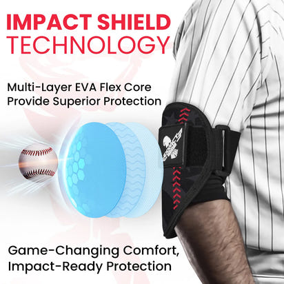 Baseball Elbow Guard with Adjustable Strap (Black Baseball Flag)