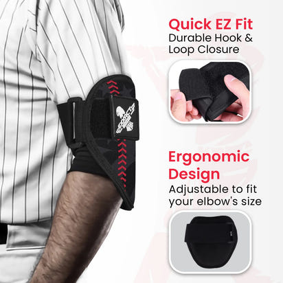 Baseball Elbow Guard with Adjustable Strap (Black Baseball Flag)