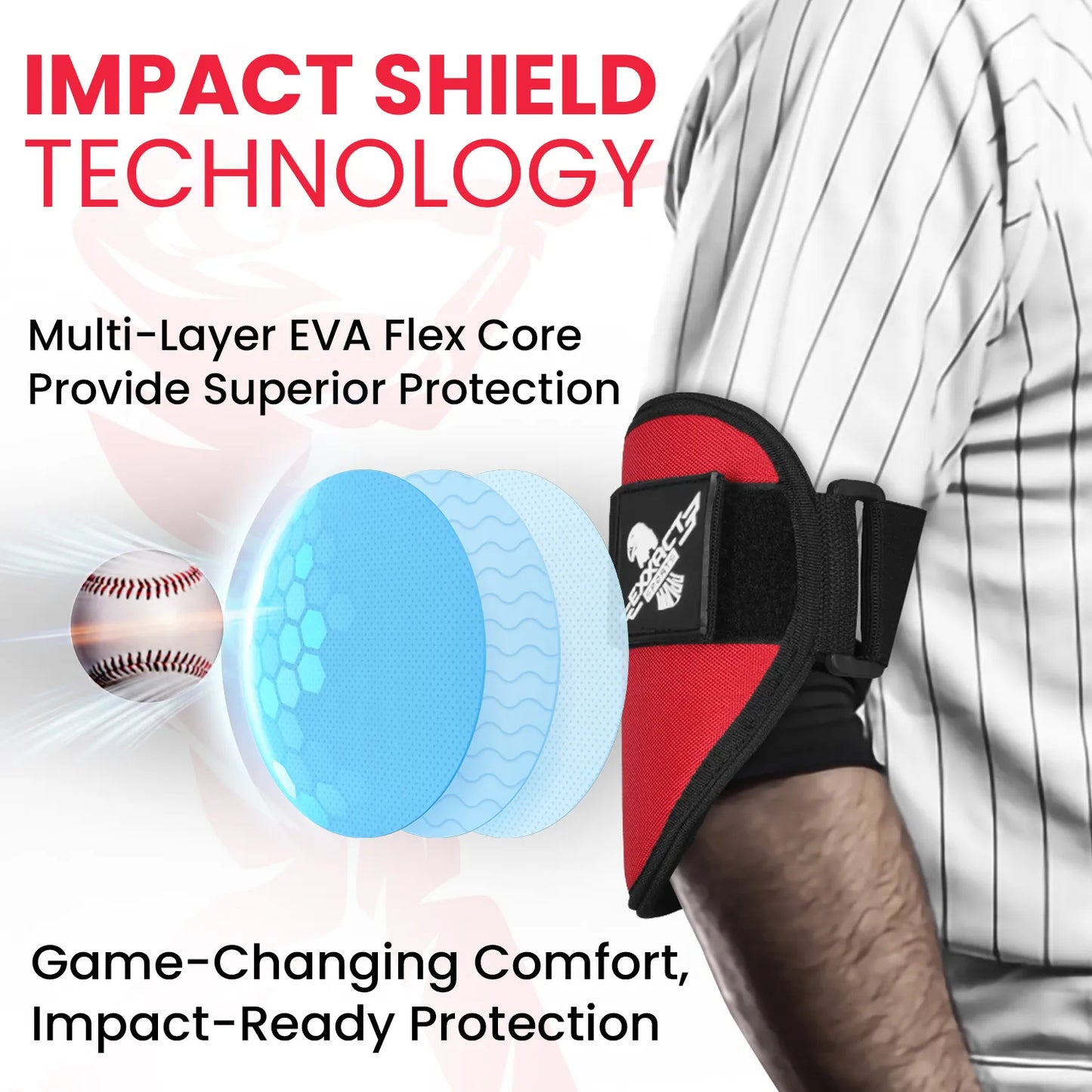 Baseball Elbow Guard with Adjustable Strap (Red)