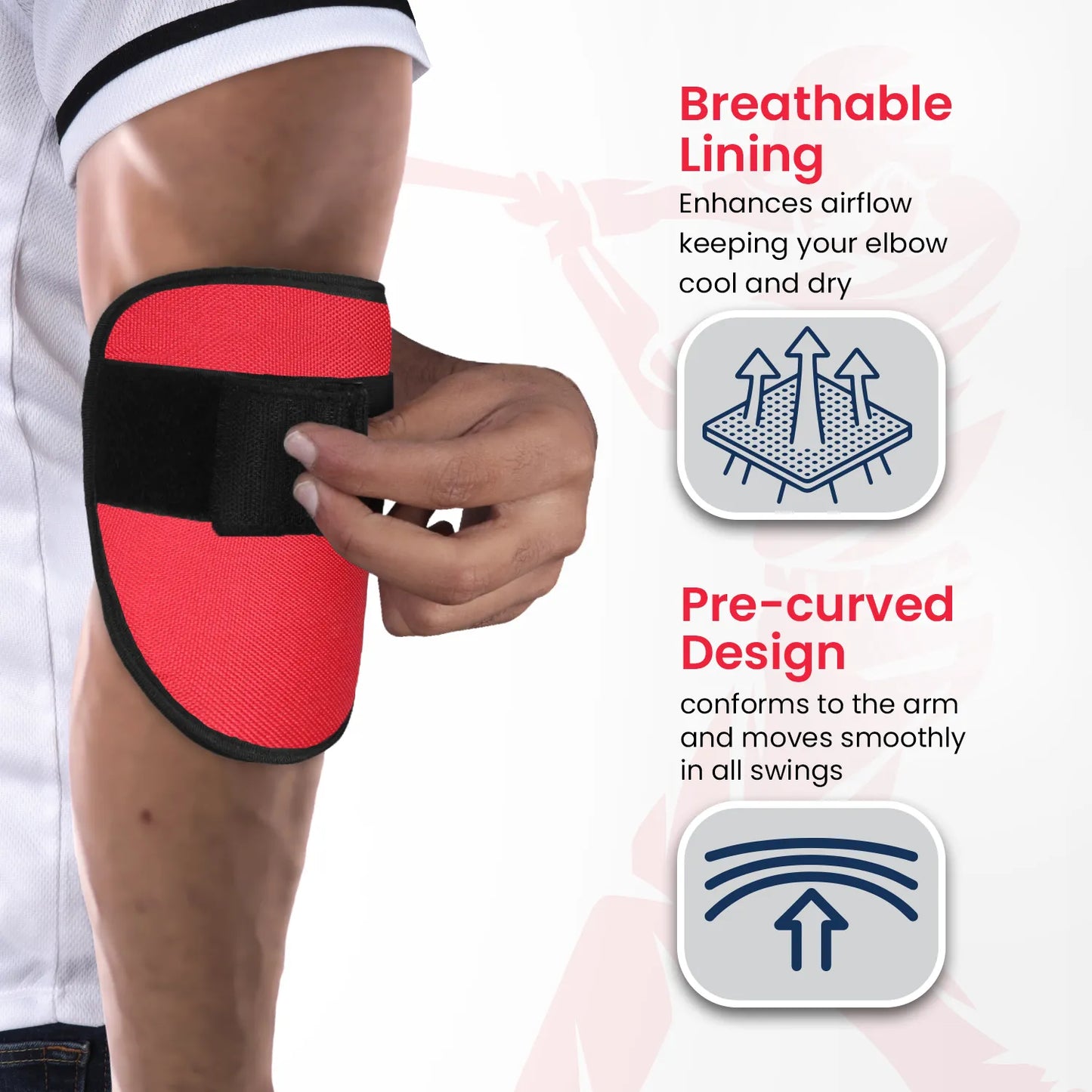 Baseball Elbow Guard with Adjustable Strap (Red)