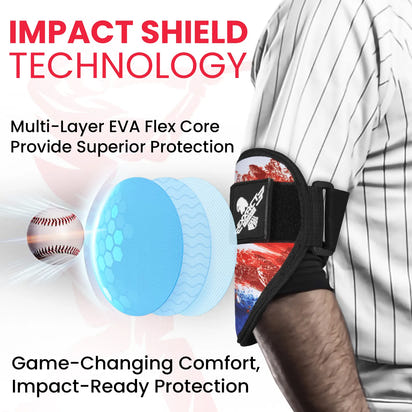 Baseball Elbow Guard with Adjustable Strap (Brushy USA Flag)